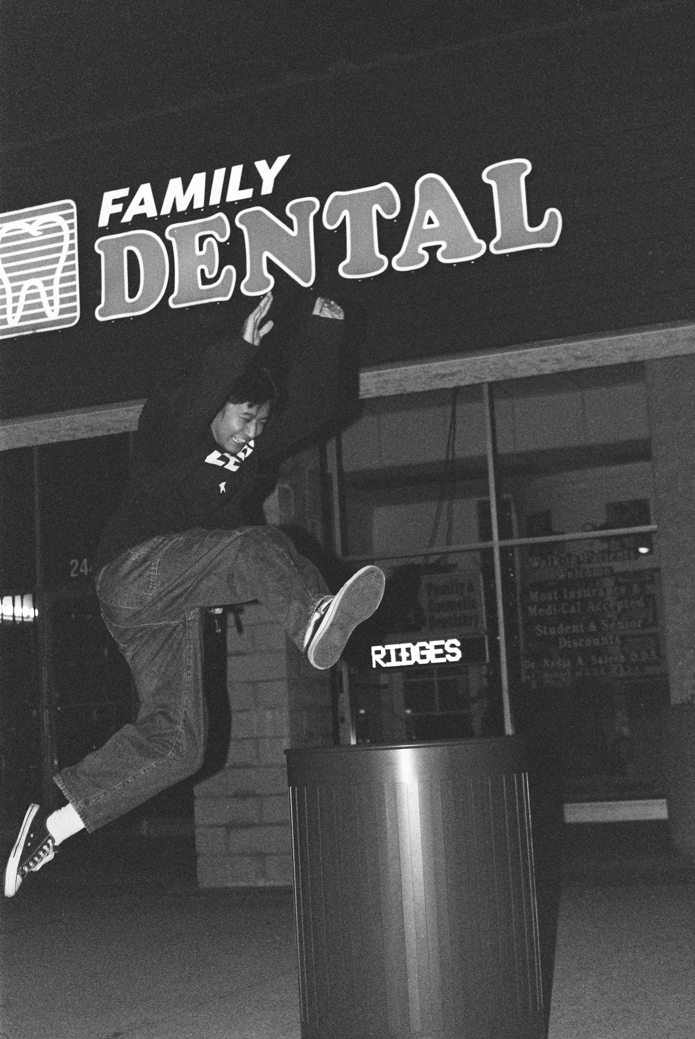 ryan jumping a trash can after a show